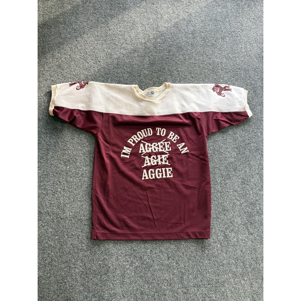 Vintage Aggies Jersey Mens Small Red NCAA Football Artex Mesh Made USA